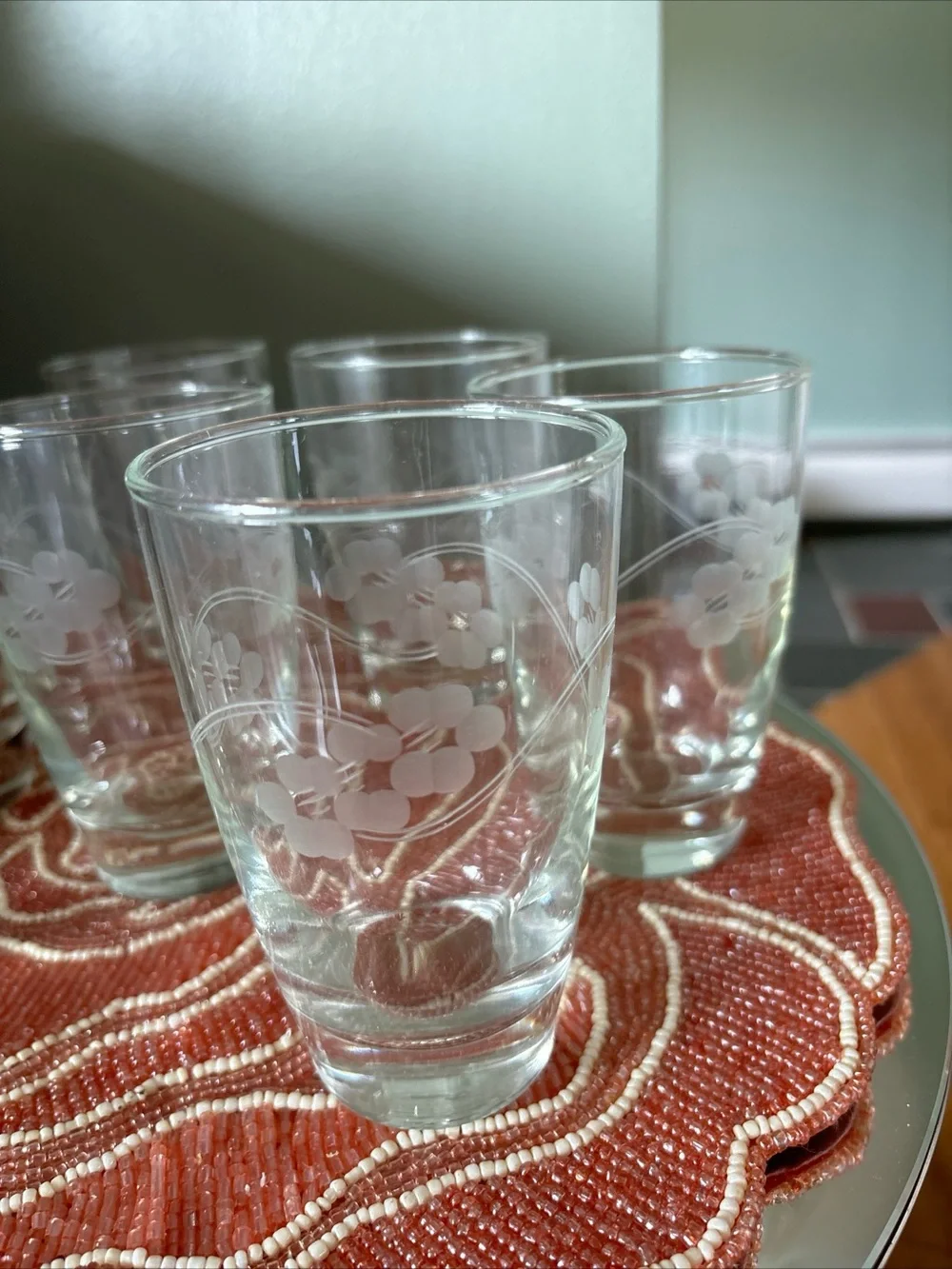 Libbey Clear Etched Floral Tumblers - Set of 8